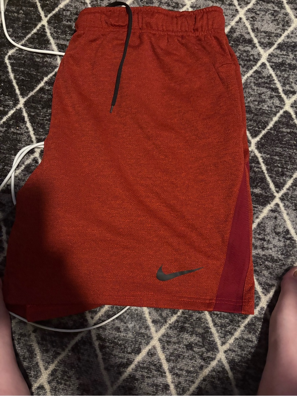 Nike Men’s Burnt Orange Athletic Shorts with Maroon Side Panels